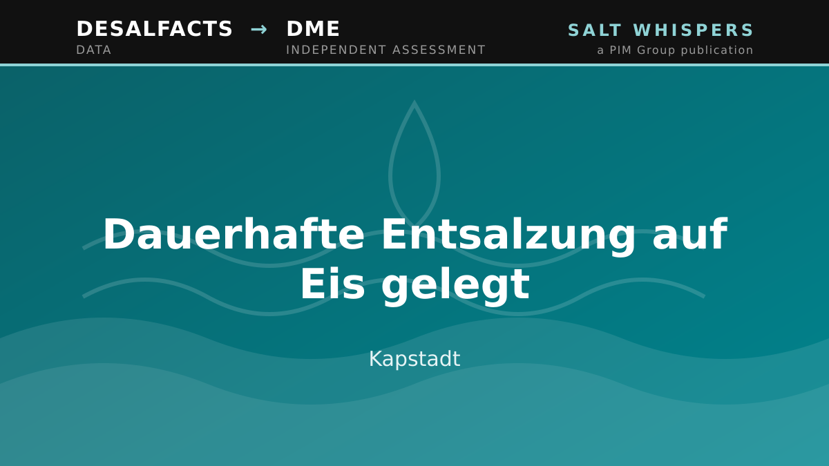Dauerhafte Entsalzung auf Eis gelegt, Kapstadt