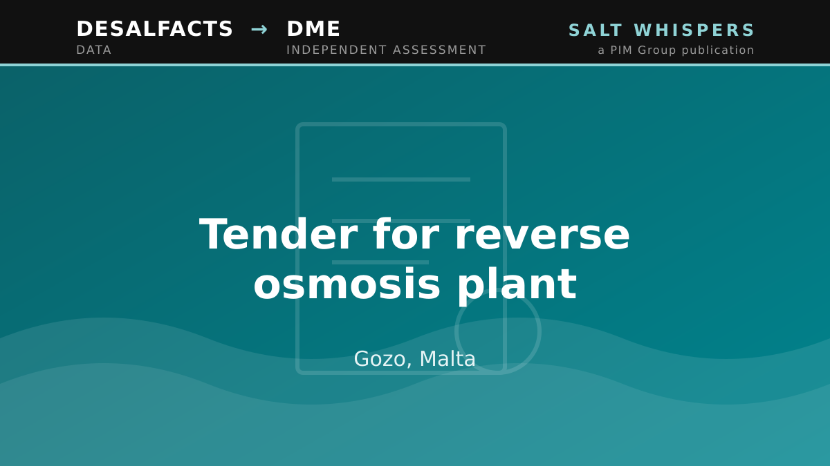 Tender for reverse osmosis plant, Gozo, Malta
