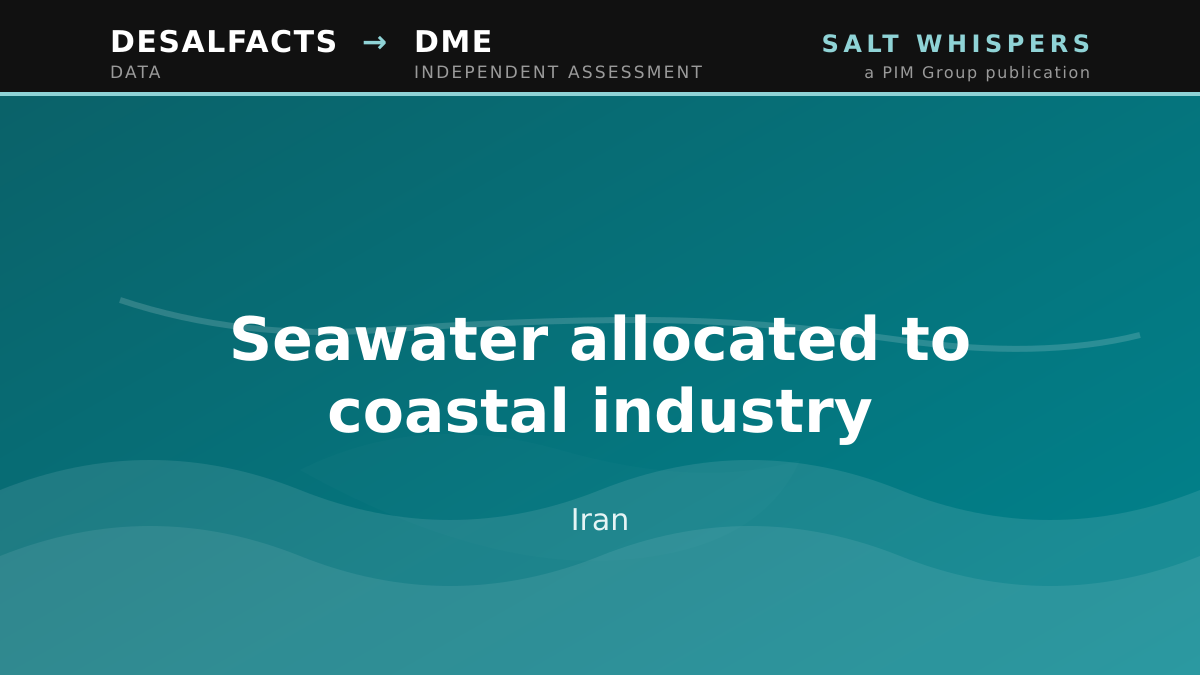 Seawater allocated to coastal industry, Iran