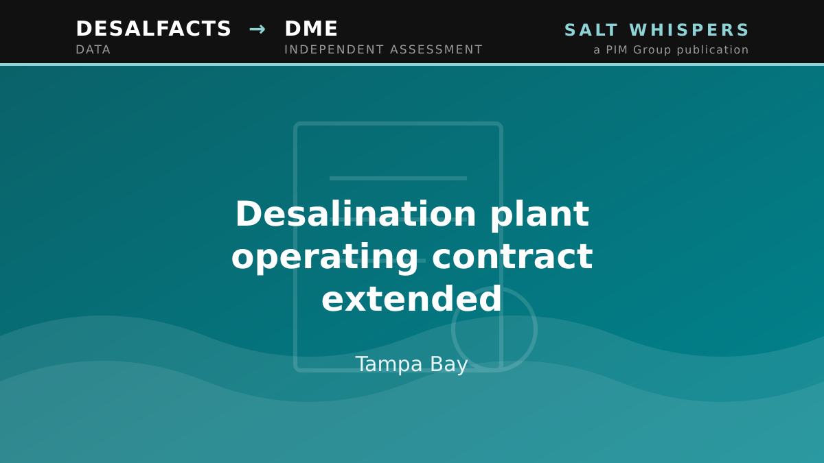 Desalination plant operating contract extended, Tampa Bay