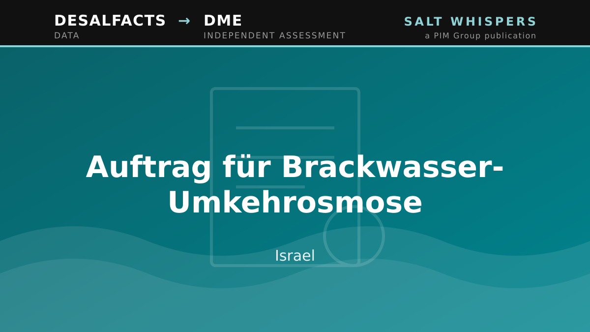 Auftrag für Brackwasser-Umkehrosmose, Israel