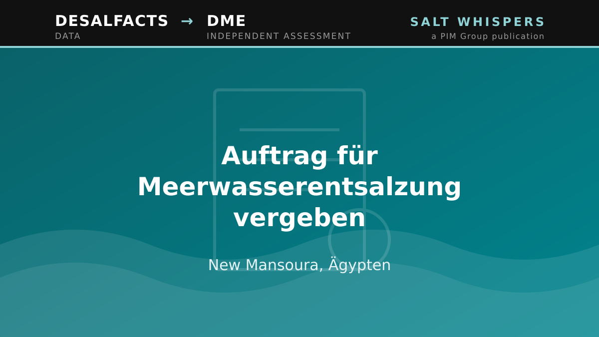 Auftrag für Meerwasserentsalzung vergeben, New Mansoura, Ägypten