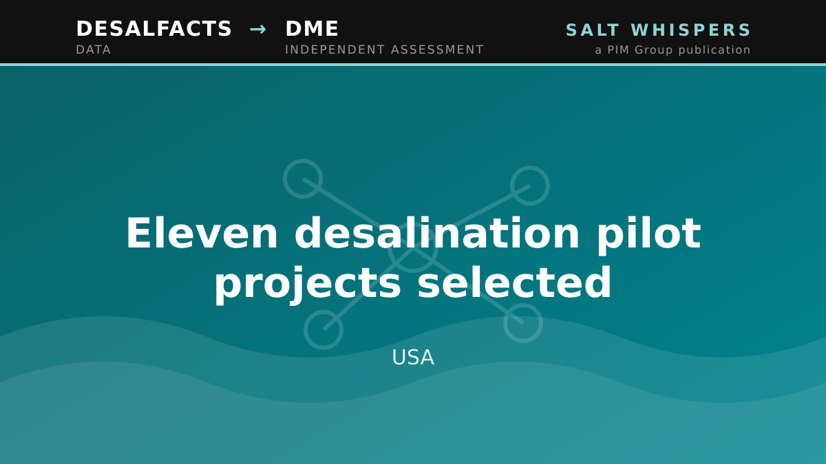 Eleven desalination pilot projects selected, USA