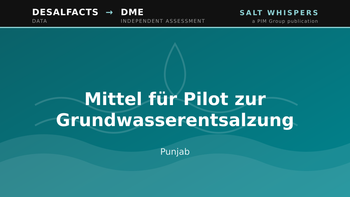 Mittel für Pilot zur Grundwasserentsalzung, Punjab
