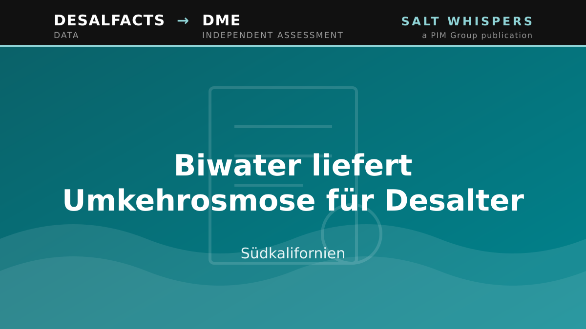 Biwater liefert Umkehrosmose für Desalter, Südkalifornien