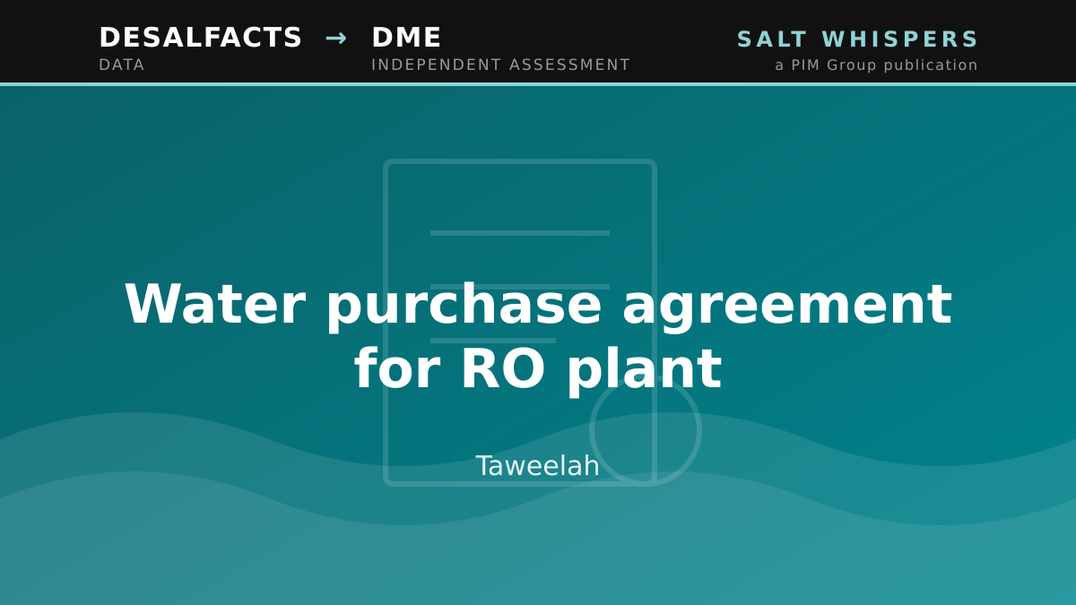 Water purchase agreement for RO plant, Taweelah