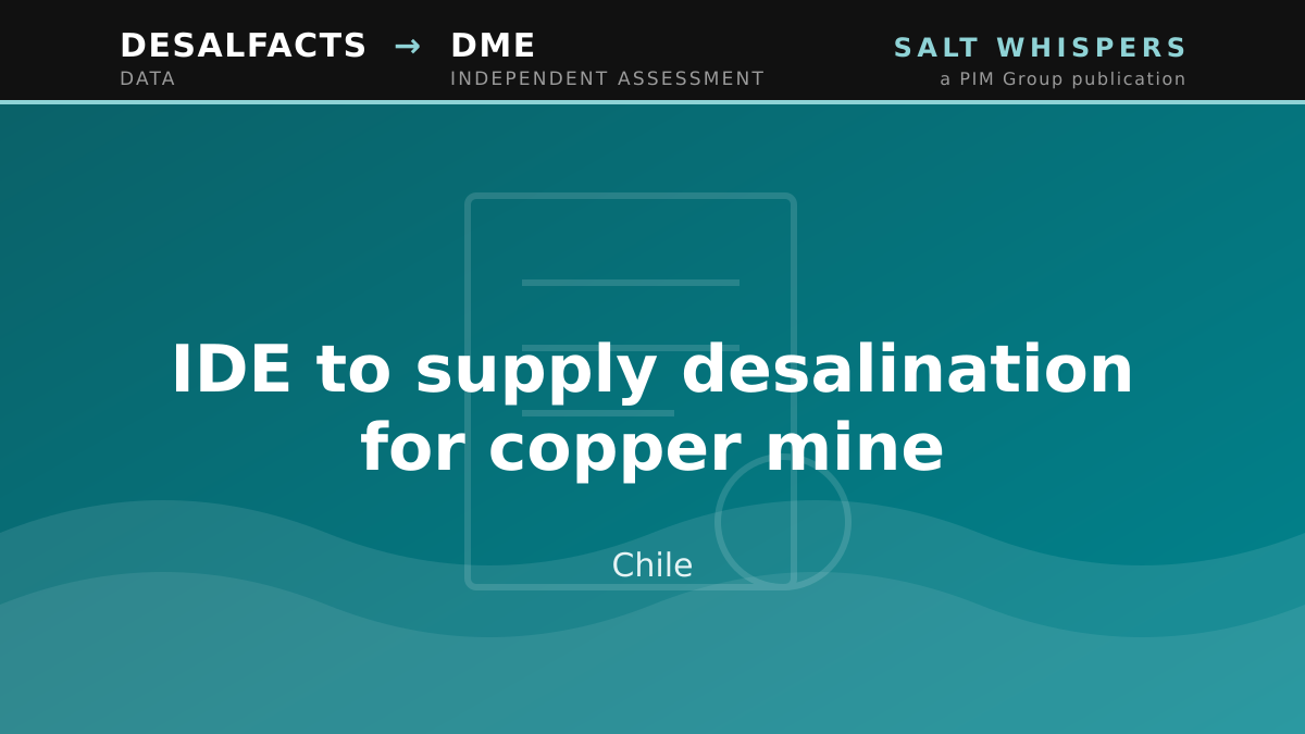 IDE to supply desalination for copper mine, Chile