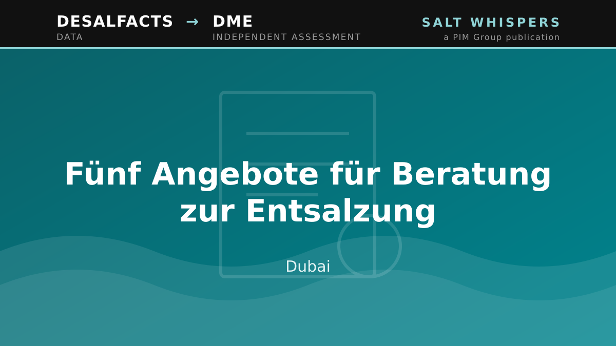 Fünf Angebote für Beratung zur Entsalzung, Dubai