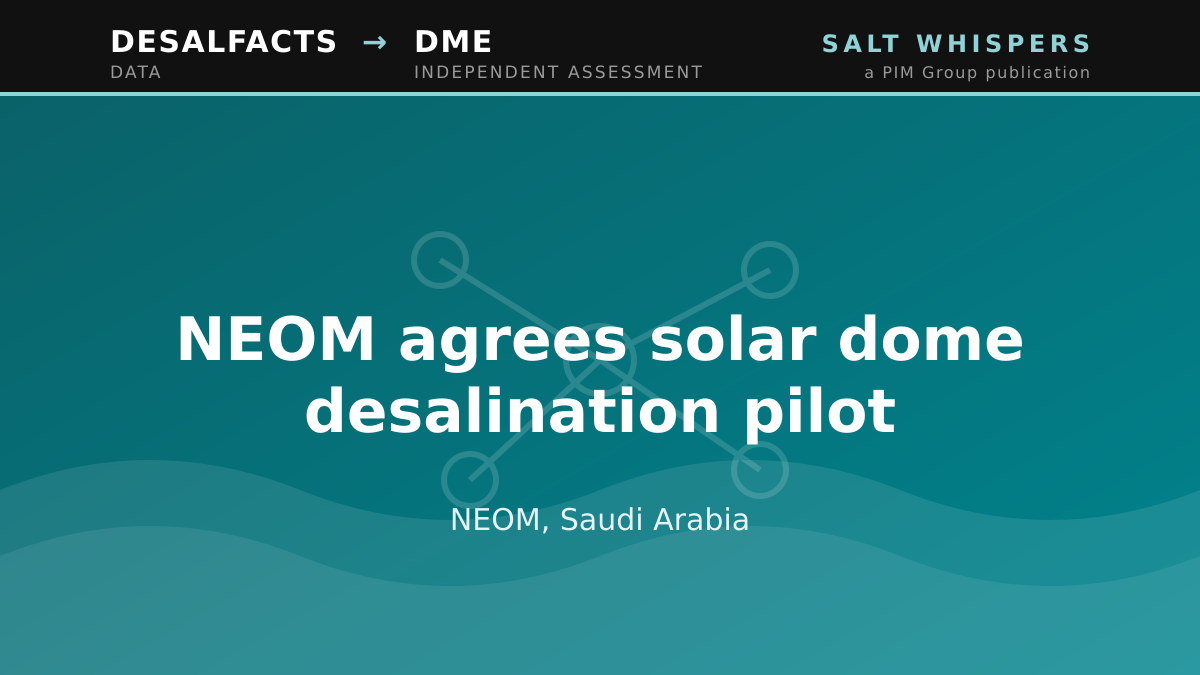 NEOM agrees solar dome desalination pilot, NEOM, Saudi Arabia