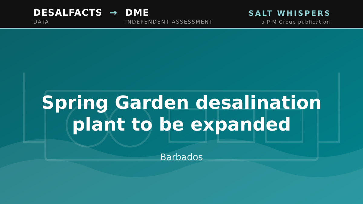 Spring Garden desalination plant to be expanded, Barbados