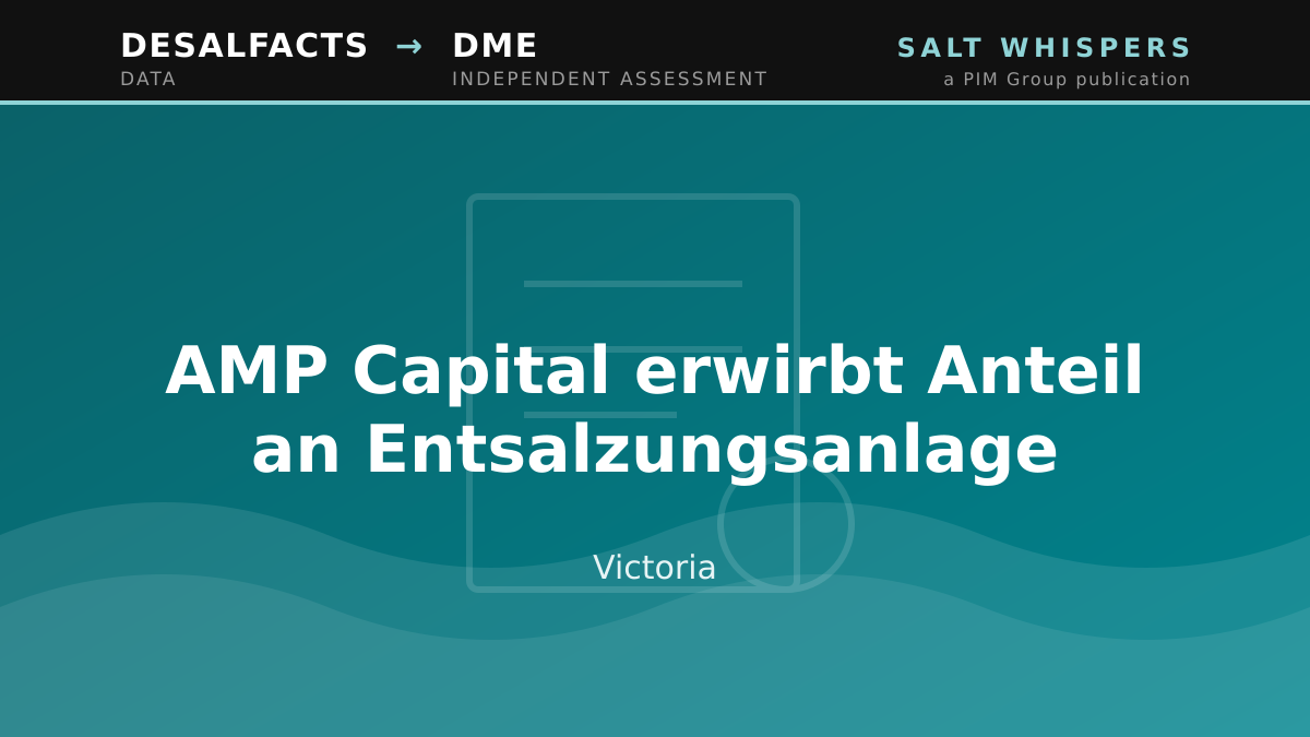 AMP Capital erwirbt Anteil an Entsalzungsanlage, Victoria