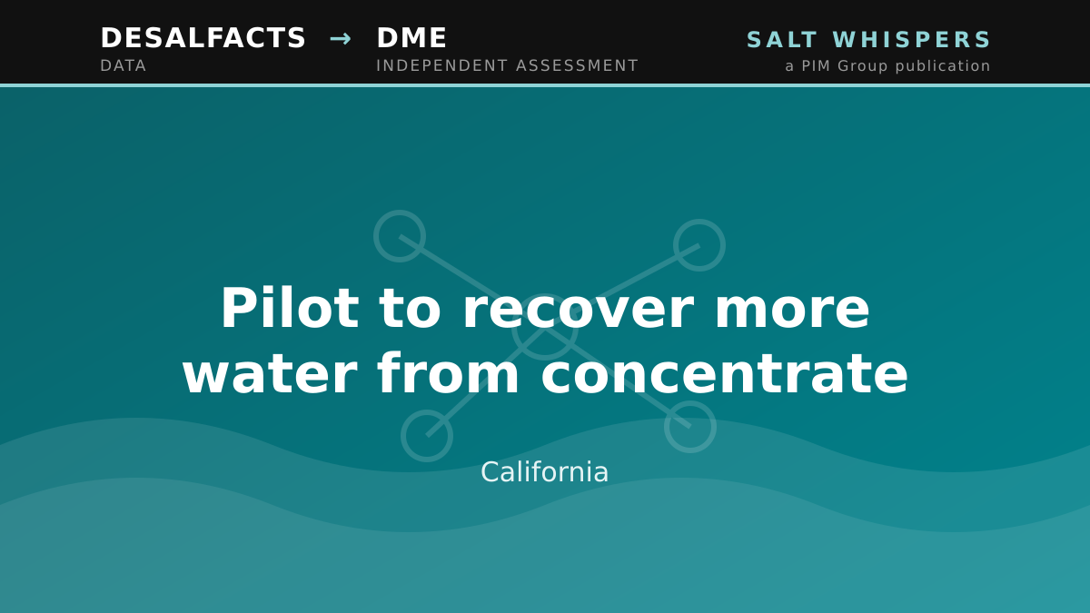 Pilot to recover more water from concentrate, California