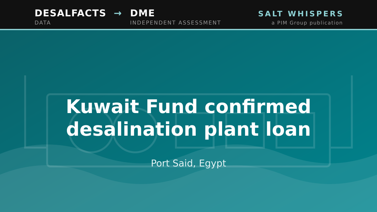 Kuwait Fund confirmed desalination plant loan, Port Said, Egypt