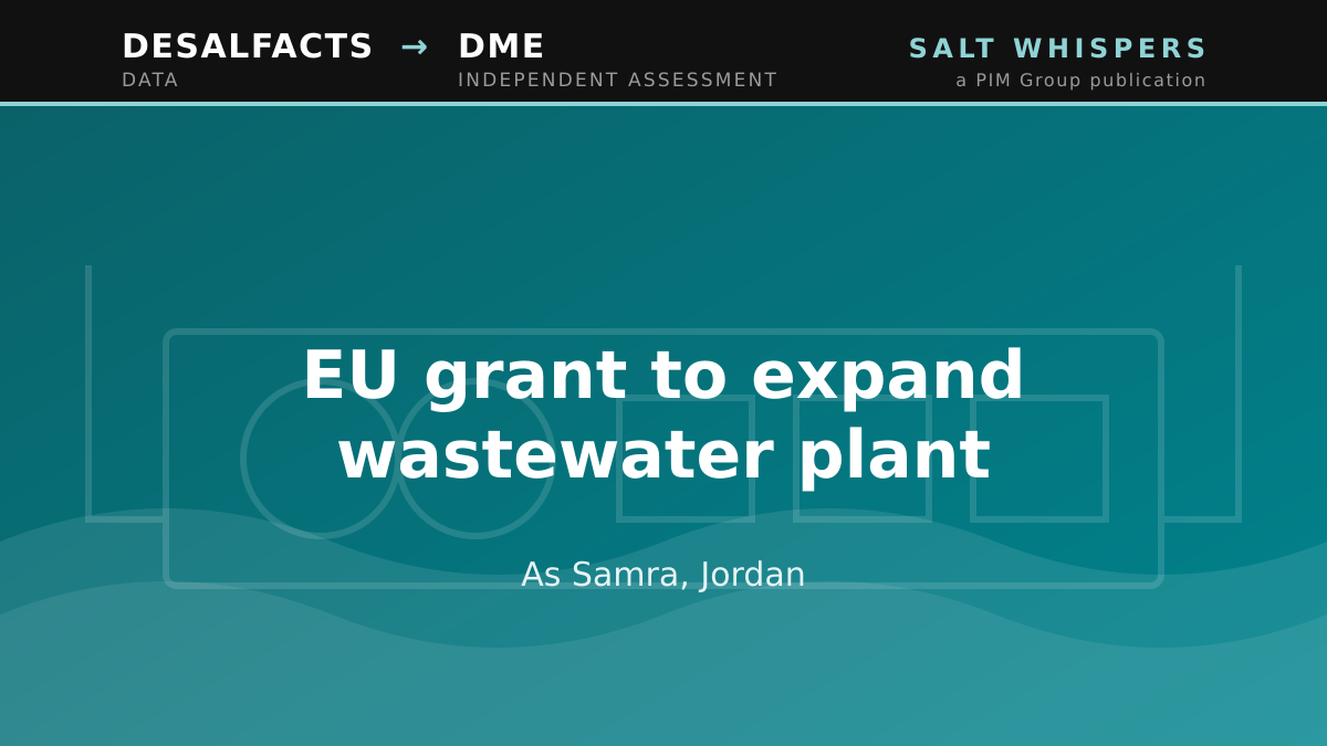 EU grant to expand wastewater plant, As Samra, Jordan